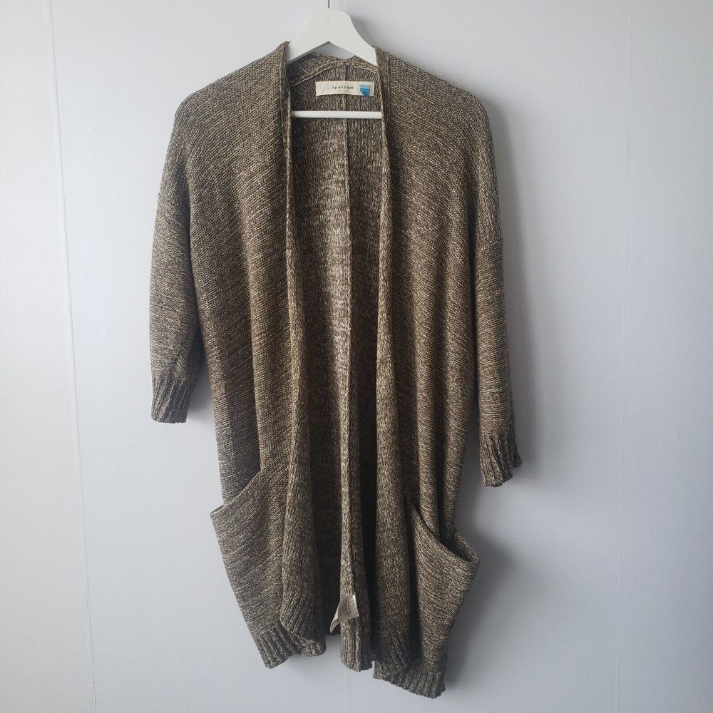 Anthropologie Sparrow Green Short Sleeve open Front Sweater size M